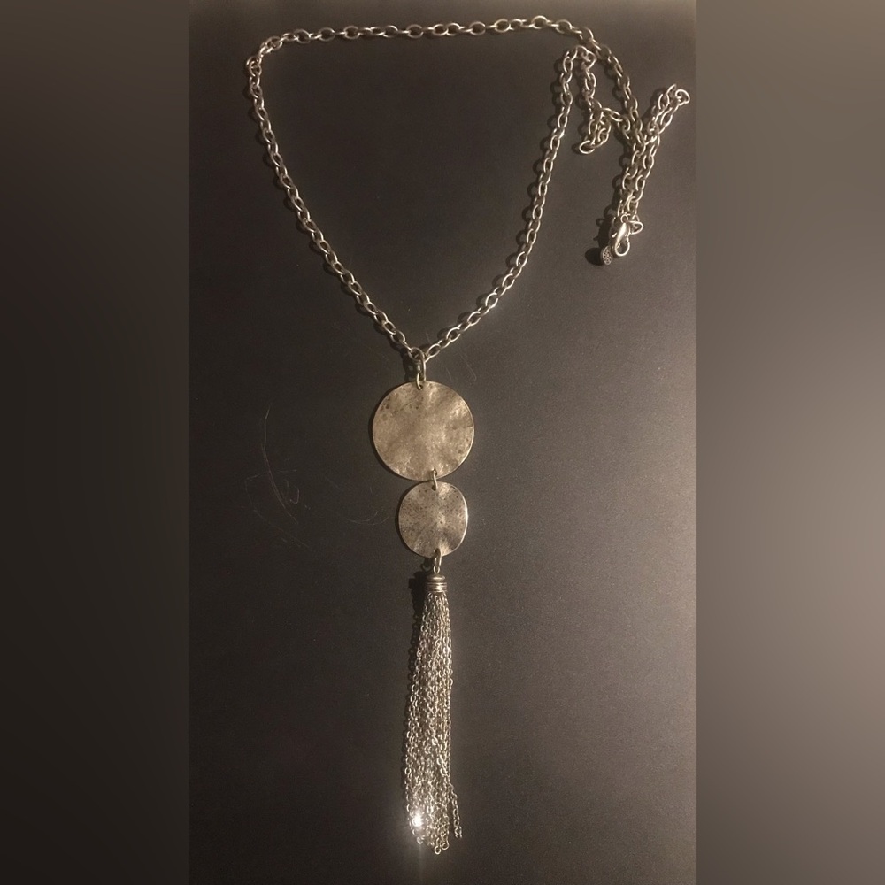 RubyRd signed Silver color necklace with tassel